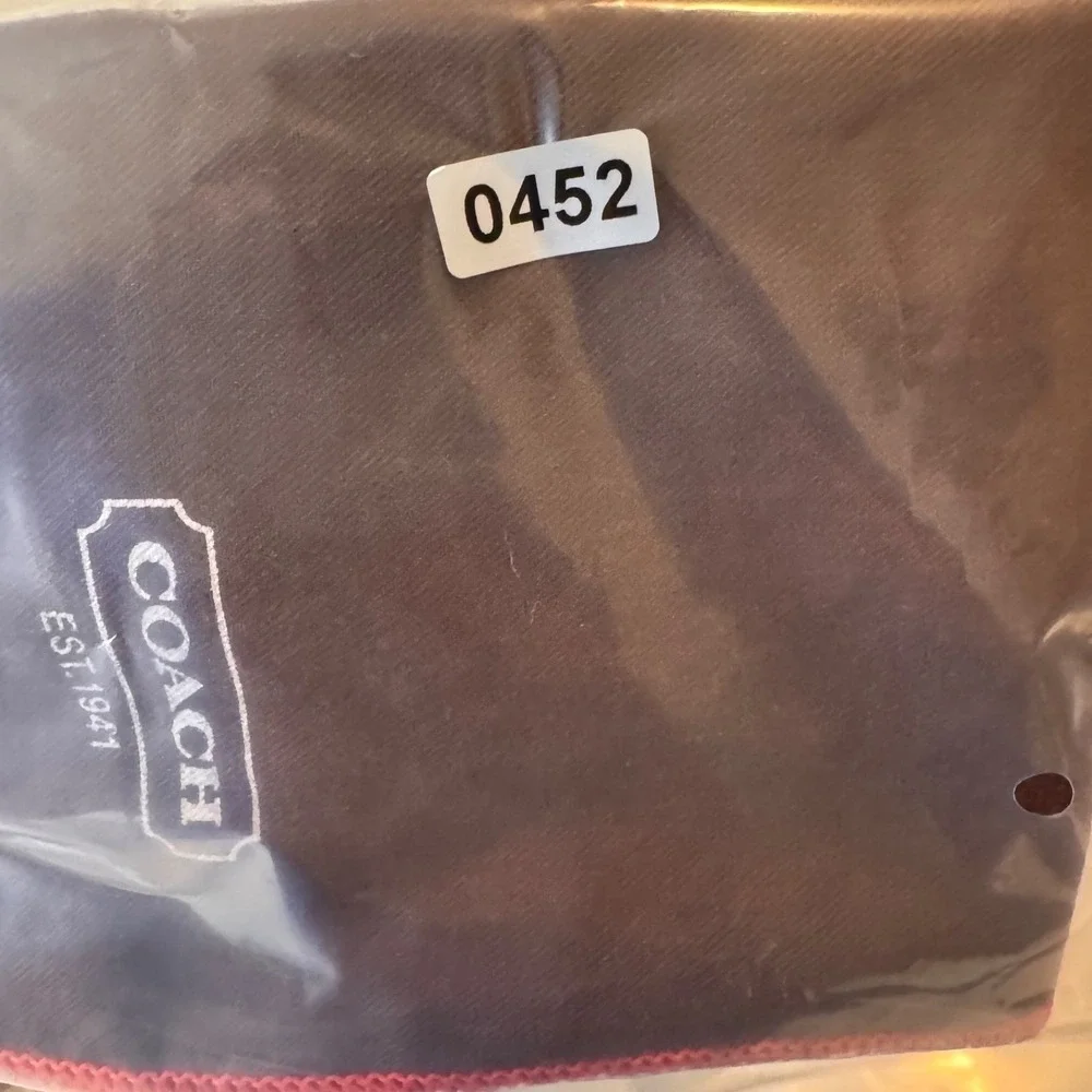 Coach Dust Bag Brown Red Trim Drawstring Storage Pouch Red Trim 13.5